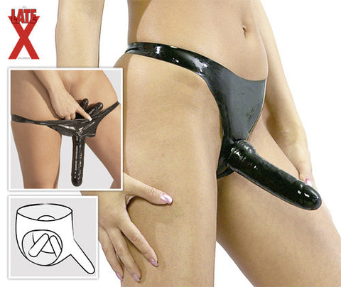 Latex Panties with 3 Dongs