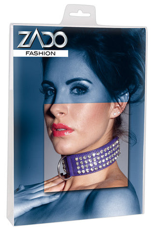 Leather Collar with Rhinestones